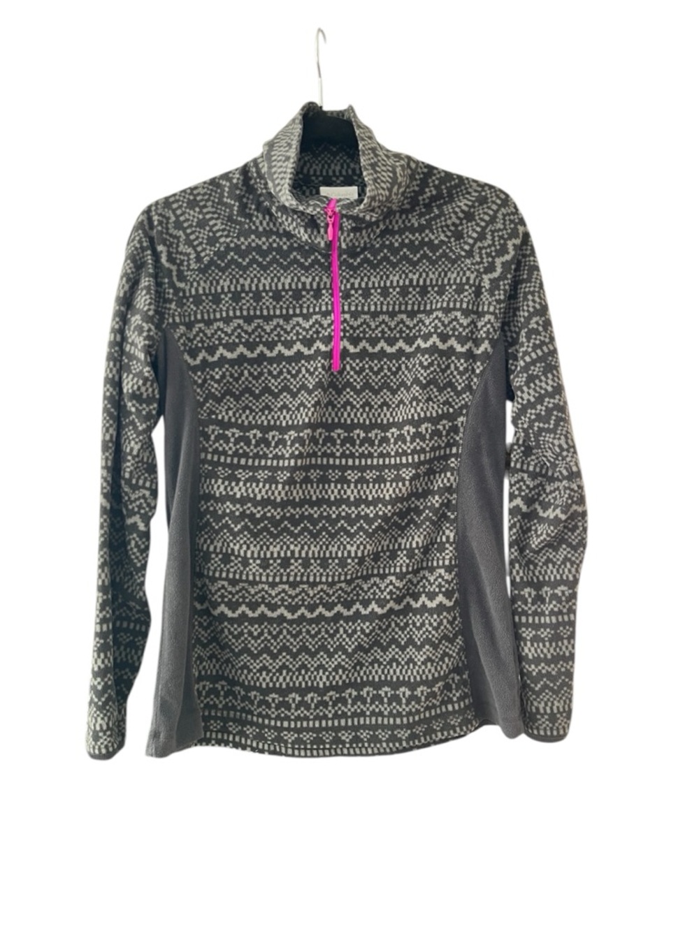 Columbia Fleece Pullover 1/4 Zip Top Gray Black Size Medium
